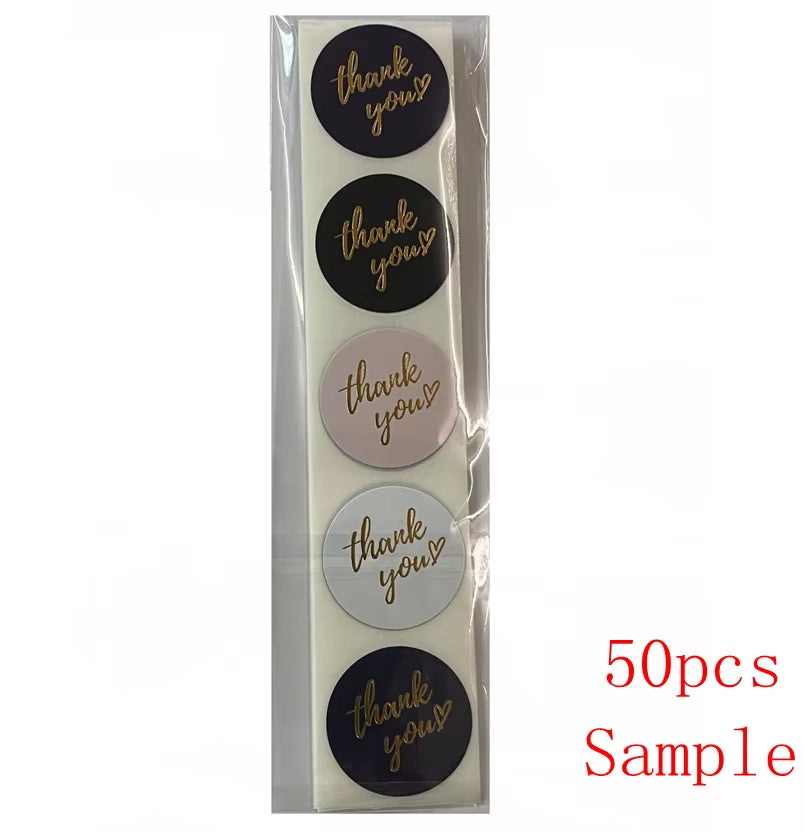 50-500Pcs 1Inch Blue Thank You Stickers for Envelope Sealing Labels Stationery Supplies Handmade Wedding Gift Decoration Sticker