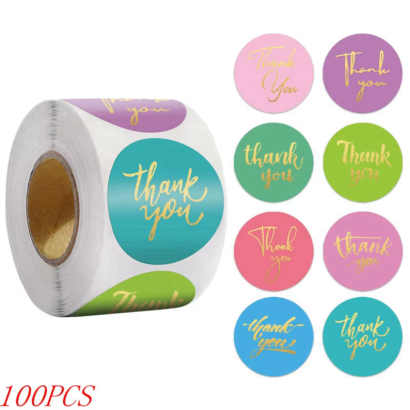 50-500Pcs 1Inch Blue Thank You Stickers for Envelope Sealing Labels Stationery Supplies Handmade Wedding Gift Decoration Sticker